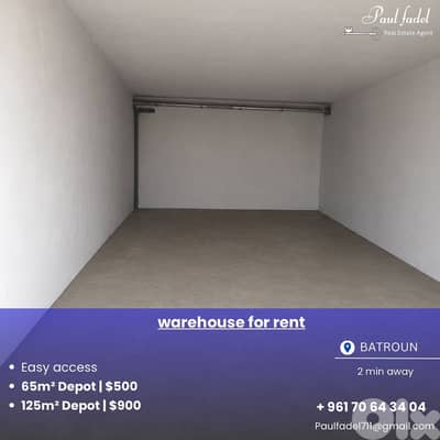 Spacious warehouses for rent in Batroun with easy