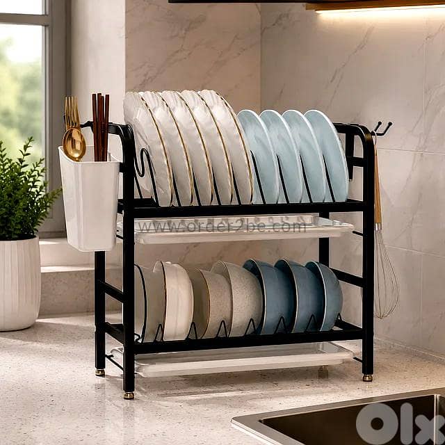 2-Tier Compact Dish Drying Rack 0