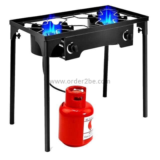 Outdoor Propane Stove — Dual Burner, Cast Iron 0