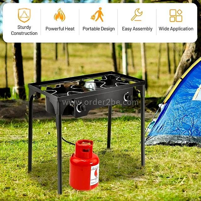 Outdoor Propane Stove — Dual Burner, Cast Iron 1