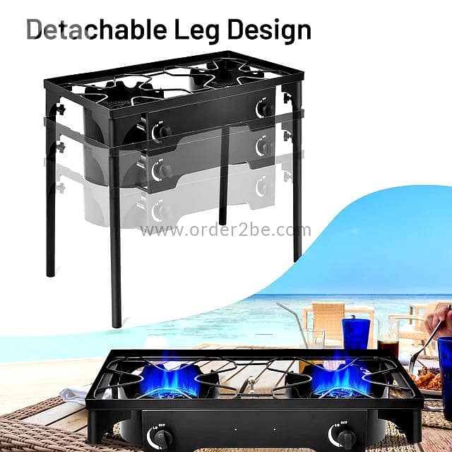 Outdoor Propane Stove — Dual Burner, Cast Iron 5