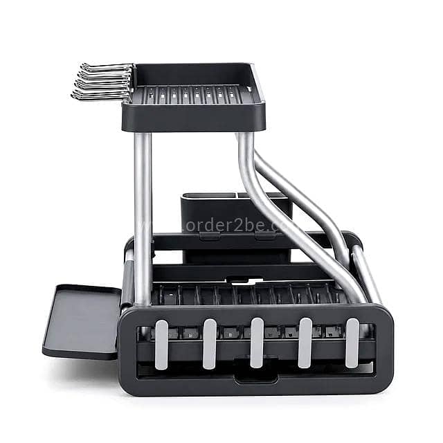 2-Tier Aluminum Dish Rack with Wine Glass Holder 4