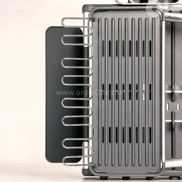 2-Tier Aluminum Dish Rack with Wine Glass Holder 6