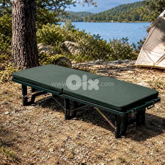 Folding Camping Platform Bed — 196cm Forest Green 2