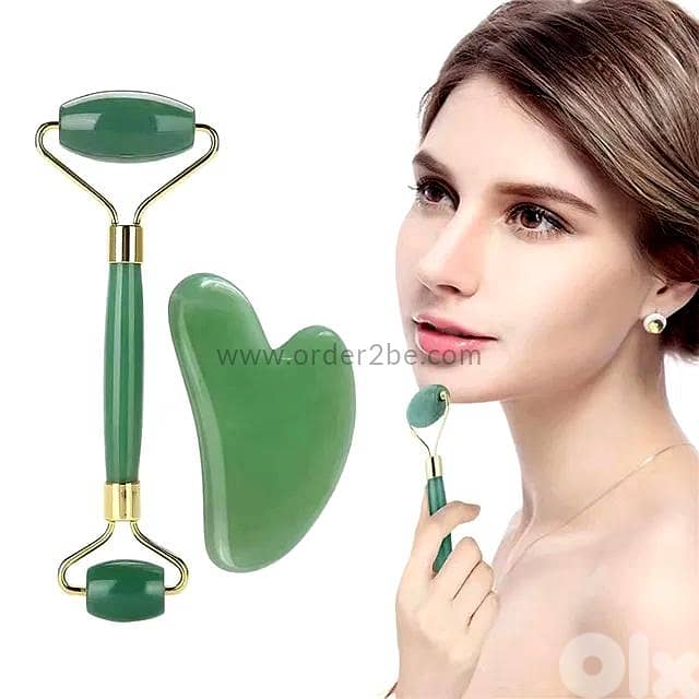 2-Piece Facial Roller & Gua Sha Massage Set 0