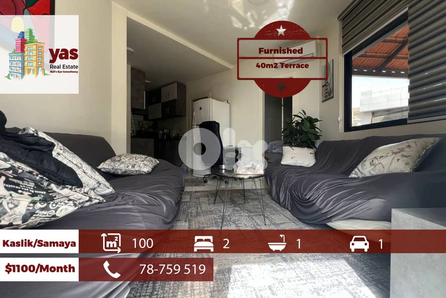 Kaslik/Samaya 100m2 | 40m2 Terrace | Furnished | Rent | Catch | EH/RH 0