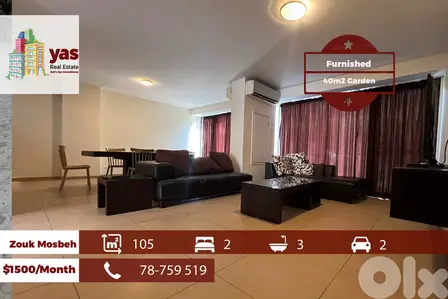 Zouk mosbeh/Siwar 105m2 | 40m2 Garden | Furnished | Rent | RH/EH