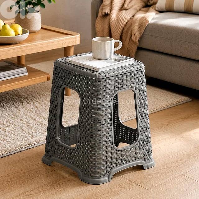 Stackable Rattan-Style Plastic Stool 1