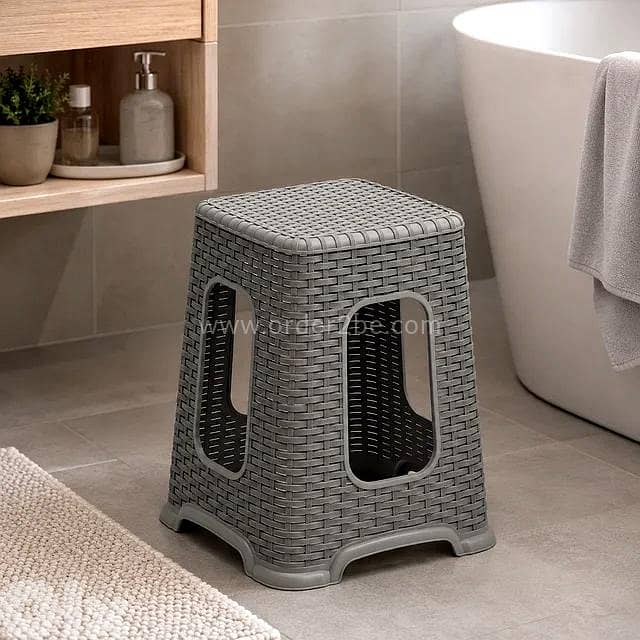 Stackable Rattan-Style Plastic Stool 0