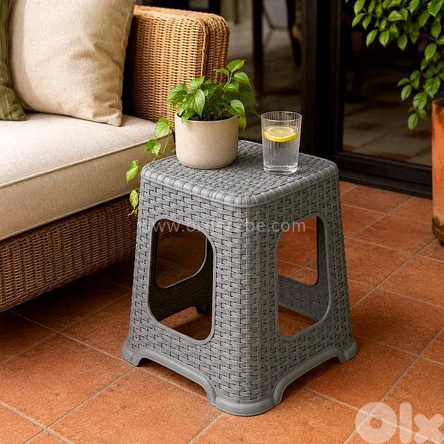 Stackable Rattan-Style Plastic Stool 2