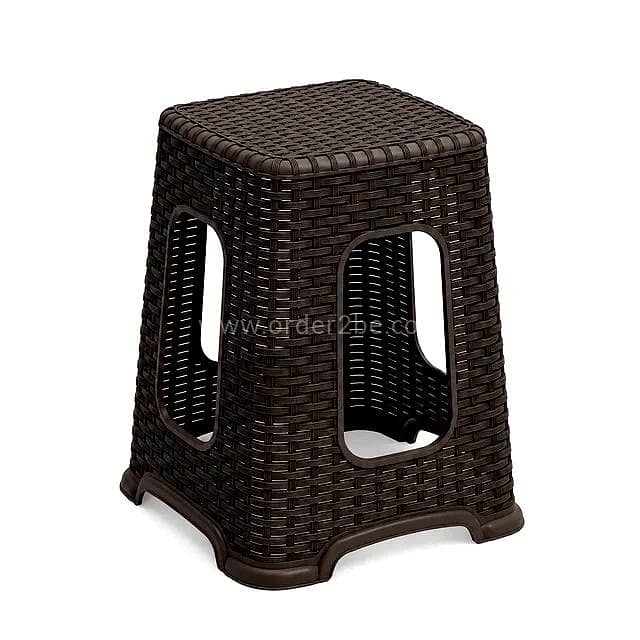 Stackable Rattan-Style Plastic Stool 6