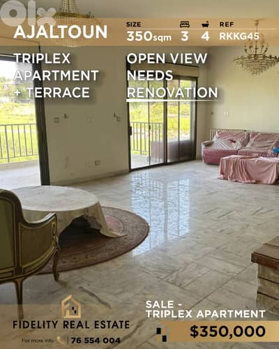 Apartment triplex sale in Ajaltoun RKKG45 شقة تريبلكس للبيع في عجلتون