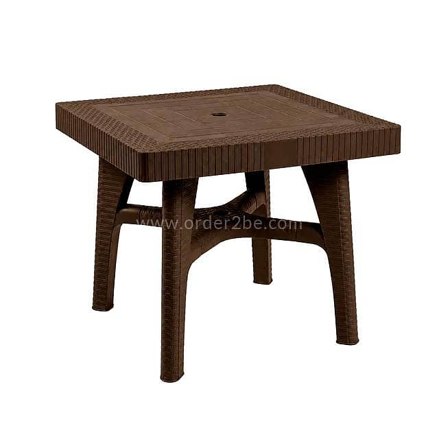 Square Rattan-Style Patio Table with Umbrella Hole 0