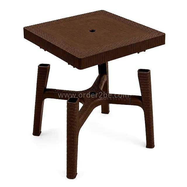 Square Rattan-Style Patio Table with Umbrella Hole 3