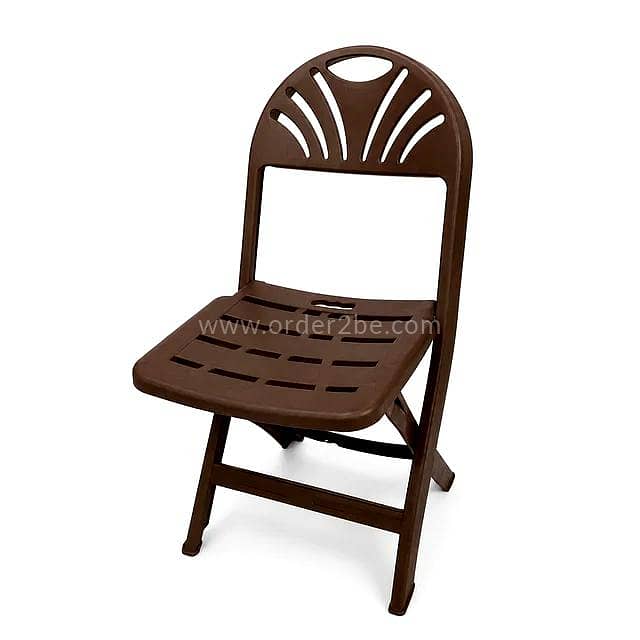 Compact Folding Plastic Chair — Dark Brown 0