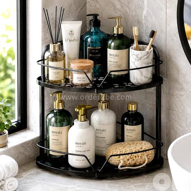 2-Tier Carbon Steel Corner Rack 0