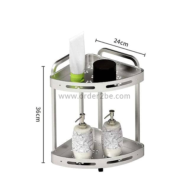 Aluminum 2-Tier Corner Caddy — Brushed Silver 5