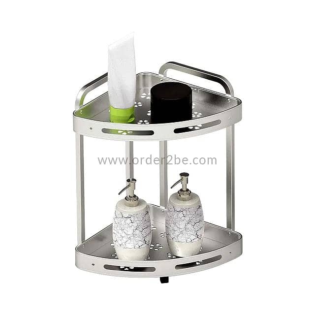 Aluminum 2-Tier Corner Caddy — Brushed Silver 6