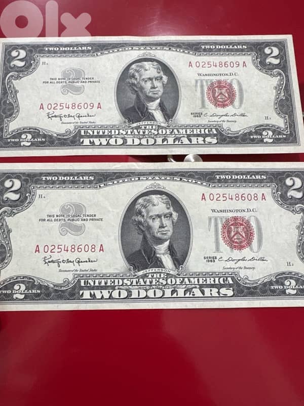 2$ / 1963 series / Two pcs 0