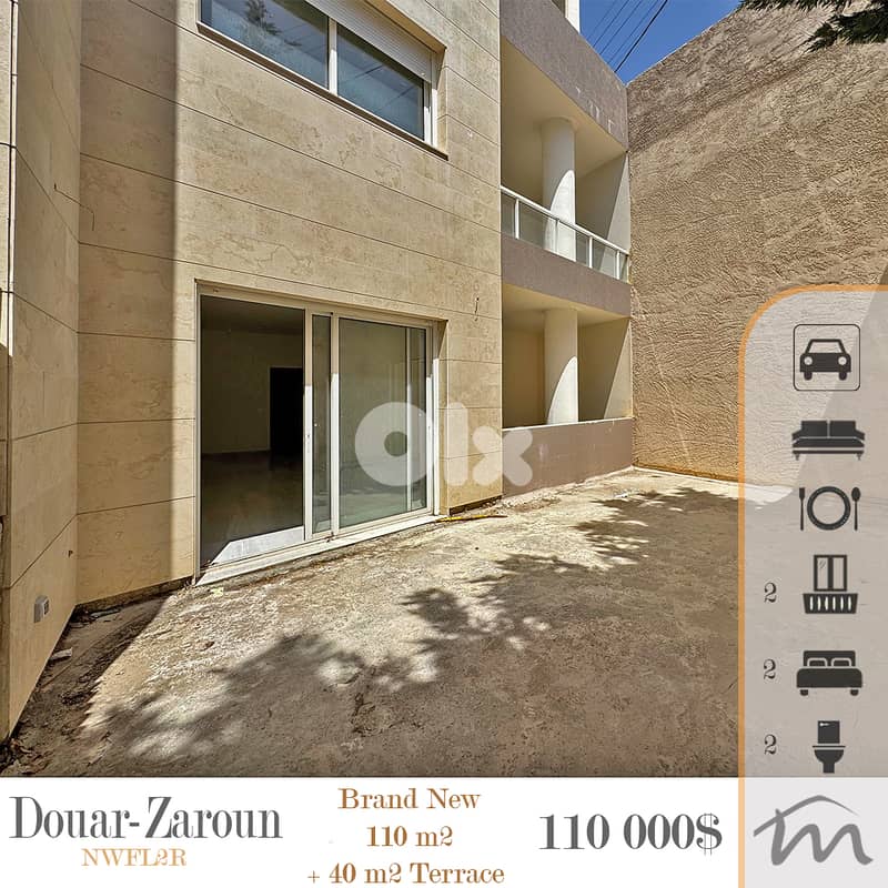 Douar - Zaroun | Brand New 110m² + 40m² Terrace | 2 Balconies | Catch 0