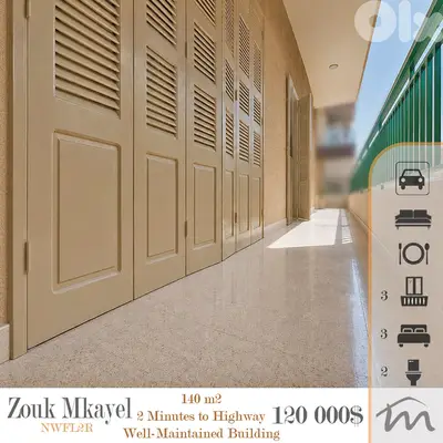 Zouk Mkayel | Prime 140m² Rental Investment | 3 Balconies | 3 Bedrooms