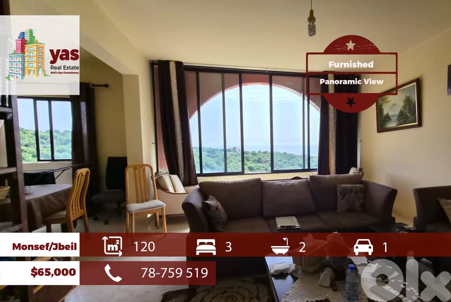 Monsef/Jbeil 120m2 | Furnished | Panoramic View | Calm Area | MCH 0