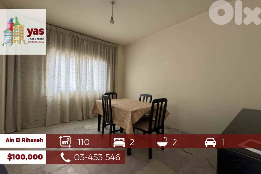 Ain El Rihaneh 110m2 | Well Maintained | Open View | EL 0