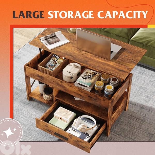 WLIVE Coffee Table, 39" Lift Top Coffee Table 3
