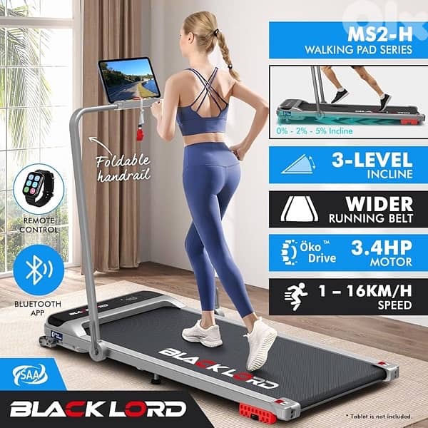 BLACK LORD Treadmill Electric Walking Pad Under Desk 3.4HP 0