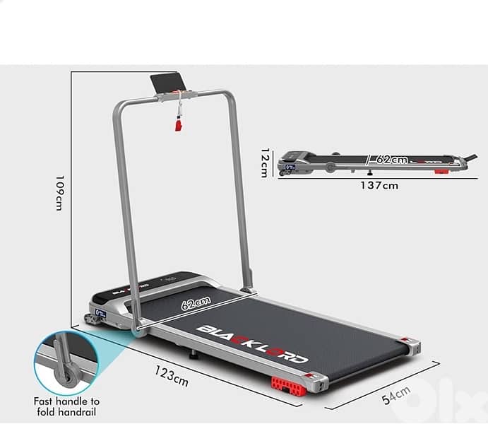 BLACK LORD Treadmill Electric Walking Pad Under Desk 3.4HP 2
