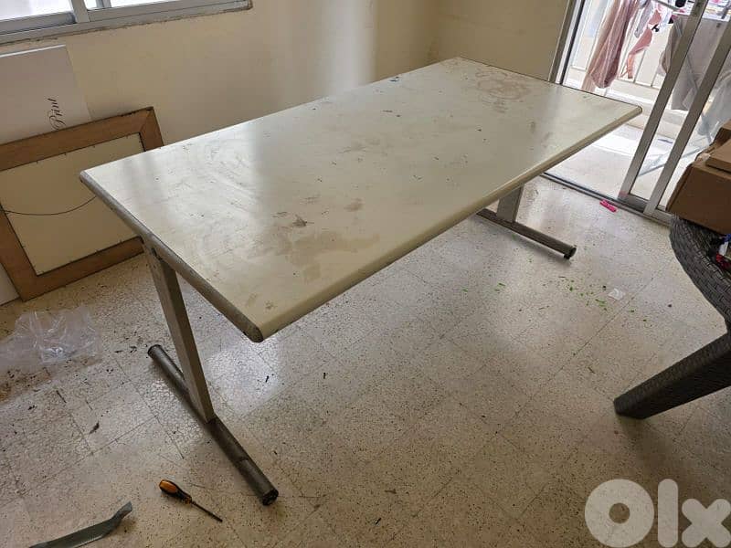 Large Industrial Work Table / Office Desk - Heavy Duty Metal Frame 0