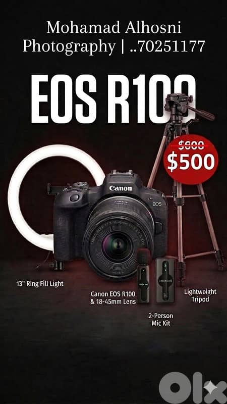 canon r100 with accessories 0
