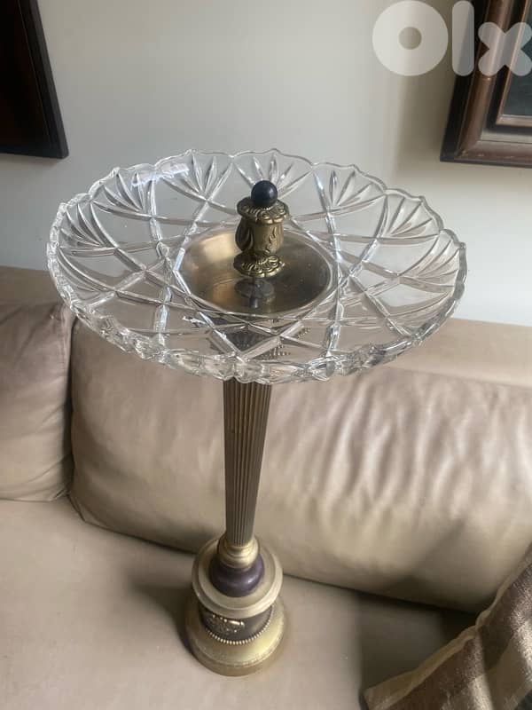 rare bronze and crystal old french  bonboniere / ashtray . 71 x 32 cm 1