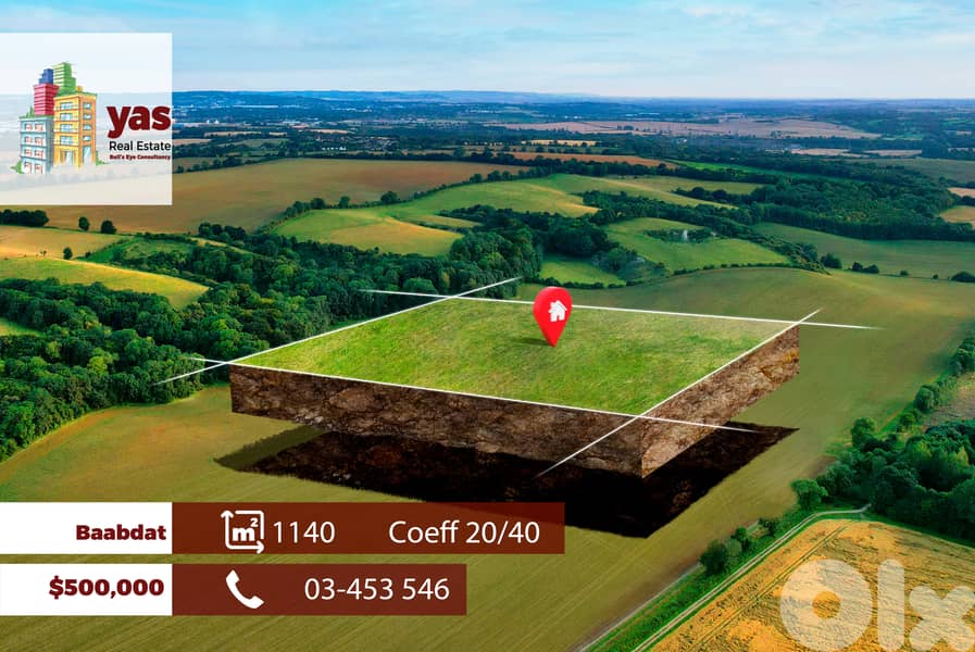 Baabdat/Shammis 1140m2 | Land | Coeff 20/40 | Perfect Investment | TCH 0