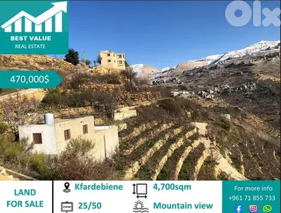 Great Land for sale in Kfardebiane