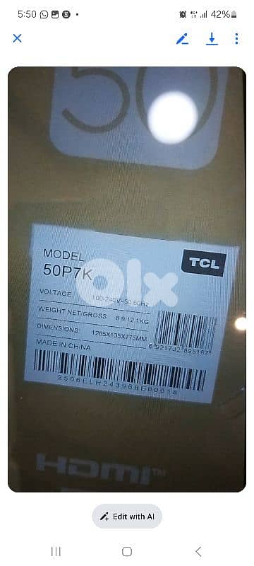 TCL TV 50 inch new 2