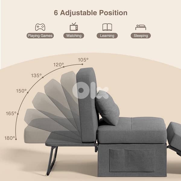 Sleeper Chair Bed, 4 in 1 Convertible Chair Bed Sofa Bed 1