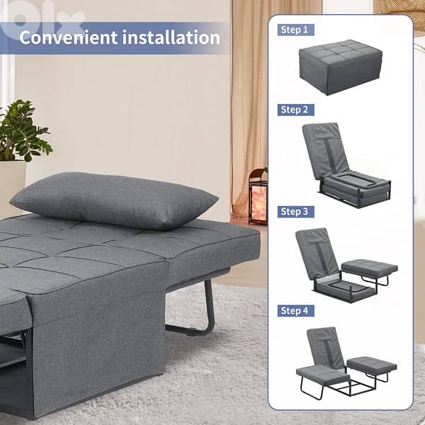 Sleeper Chair Bed, 4 in 1 Convertible Chair Bed Sofa Bed 6