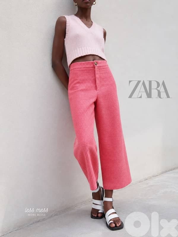 Z A R A tweeted cropped wide leg- size M- new in tag 0