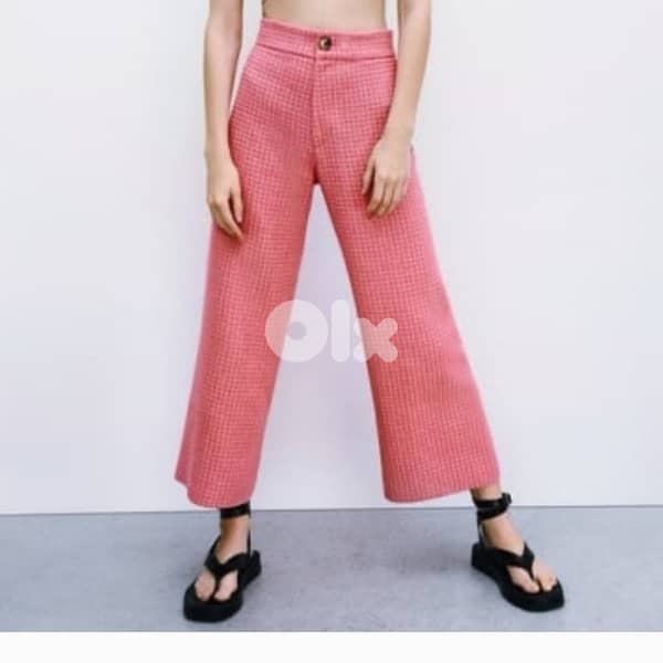 Z A R A tweeted cropped wide leg- size M- new in tag 1