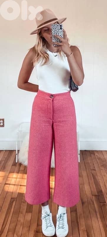 Z A R A tweeted cropped wide leg- size M- new in tag 3