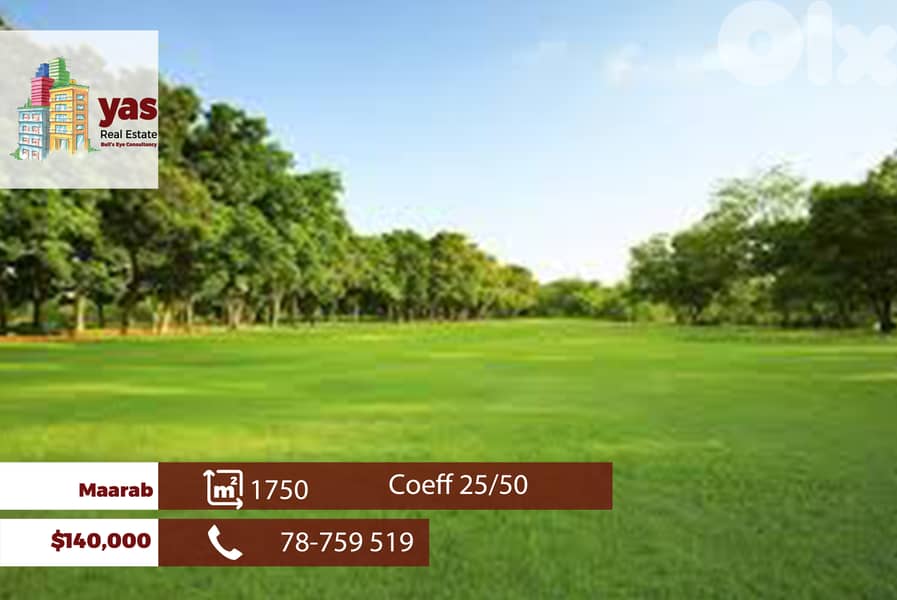Maarab 1750m2 | Prime Location | Coeff 25/50 | Land | WA 0
