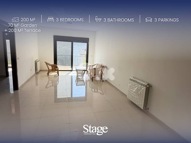 Spacious Garden Apartment with Open Mountain View for Rent in Chaouiye 0