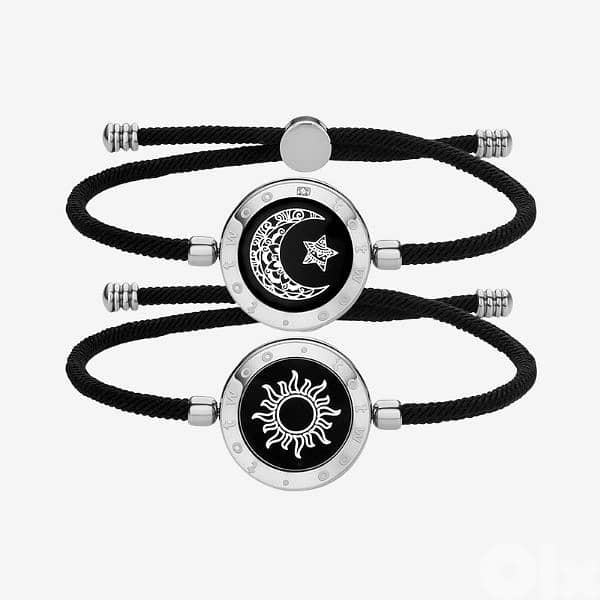 Sun&Moon Touch Bracelets with Milan Rope(Black+Black) 0