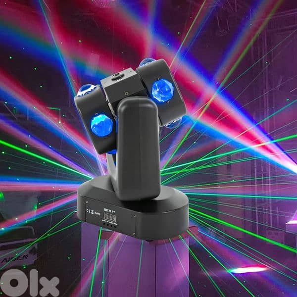 Rotating Laser Beam Moving Head 8 LED RGBW Stage Light DMX Disco Party 0