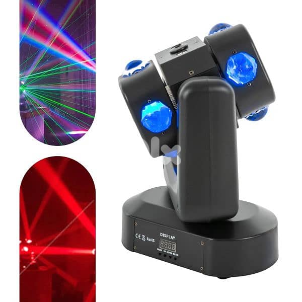 Rotating Laser Beam Moving Head 8 LED RGBW Stage Light DMX Disco Party 4