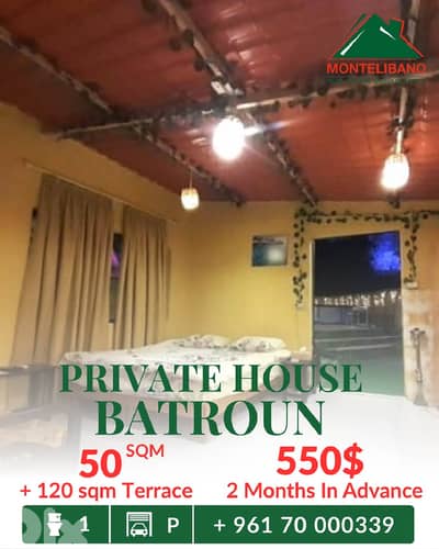 50 sqm Private House For Rent in Batroun بترون with 120 sqm Terrace