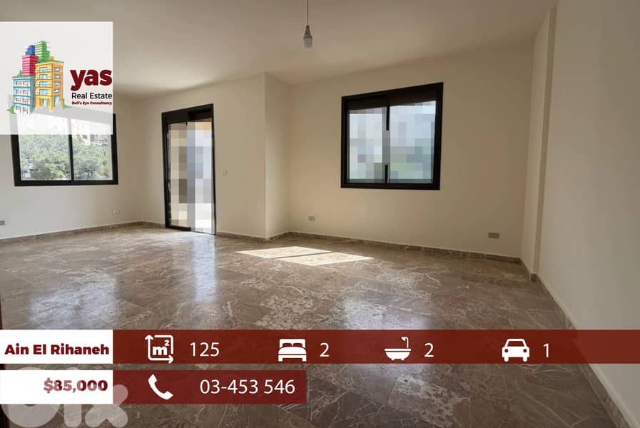 Ain El Rihaneh 125m2 | Renovated | Prime Location | Quiet Area | EL 0
