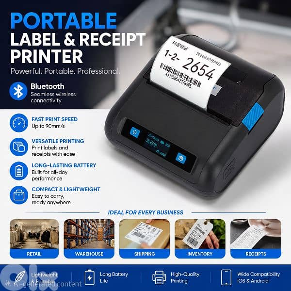 portable thermal printing 80mm bluetooth label printer 0