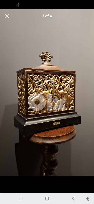 Elite Art Double-Faced Antique Gold Elephant Filigree Box. Antique 0
